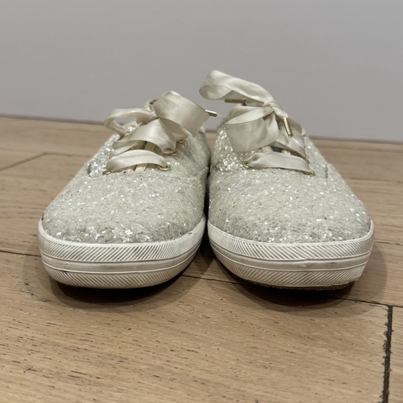Keds Kate Spade Glitter Sequin White Sneakers Womens Size 9‎ Wedding Party Shoes - Picture 7 of 12